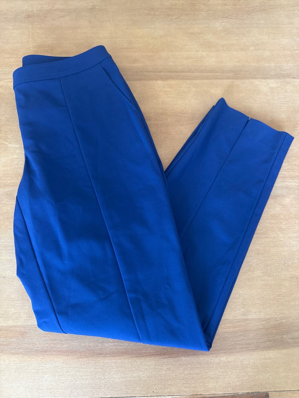 St. John Women’s Liquid Satin Stretch Cobalt Blue Dress Pants 4